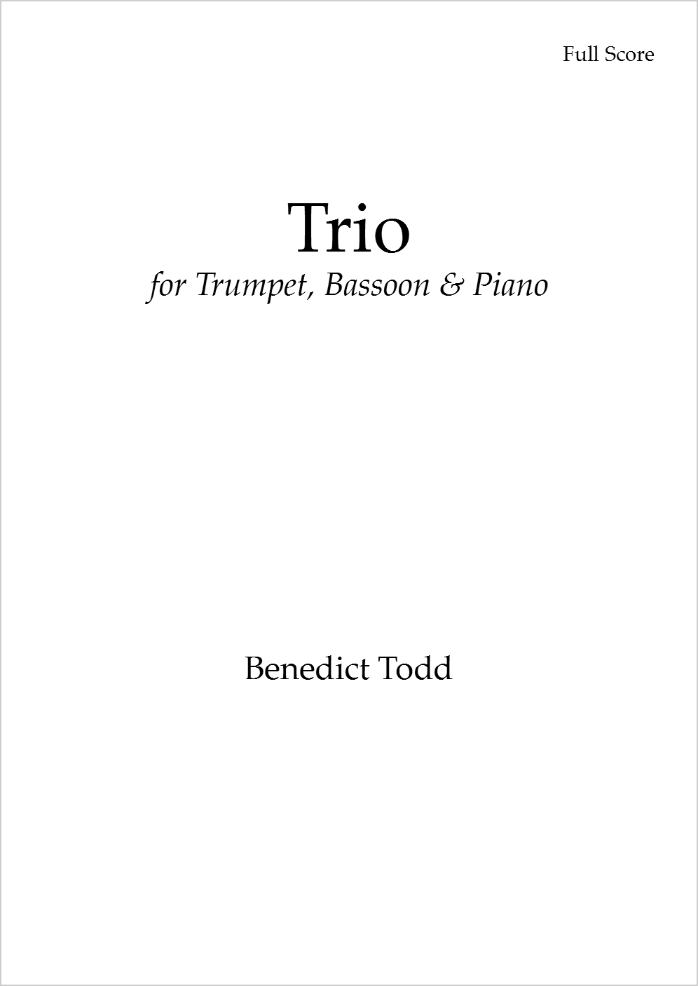 Trio for Trumpet, Bassoon & Piano